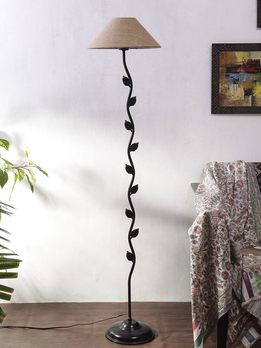 Devansh Black & Beige Frustum Floor Lamp Price in India