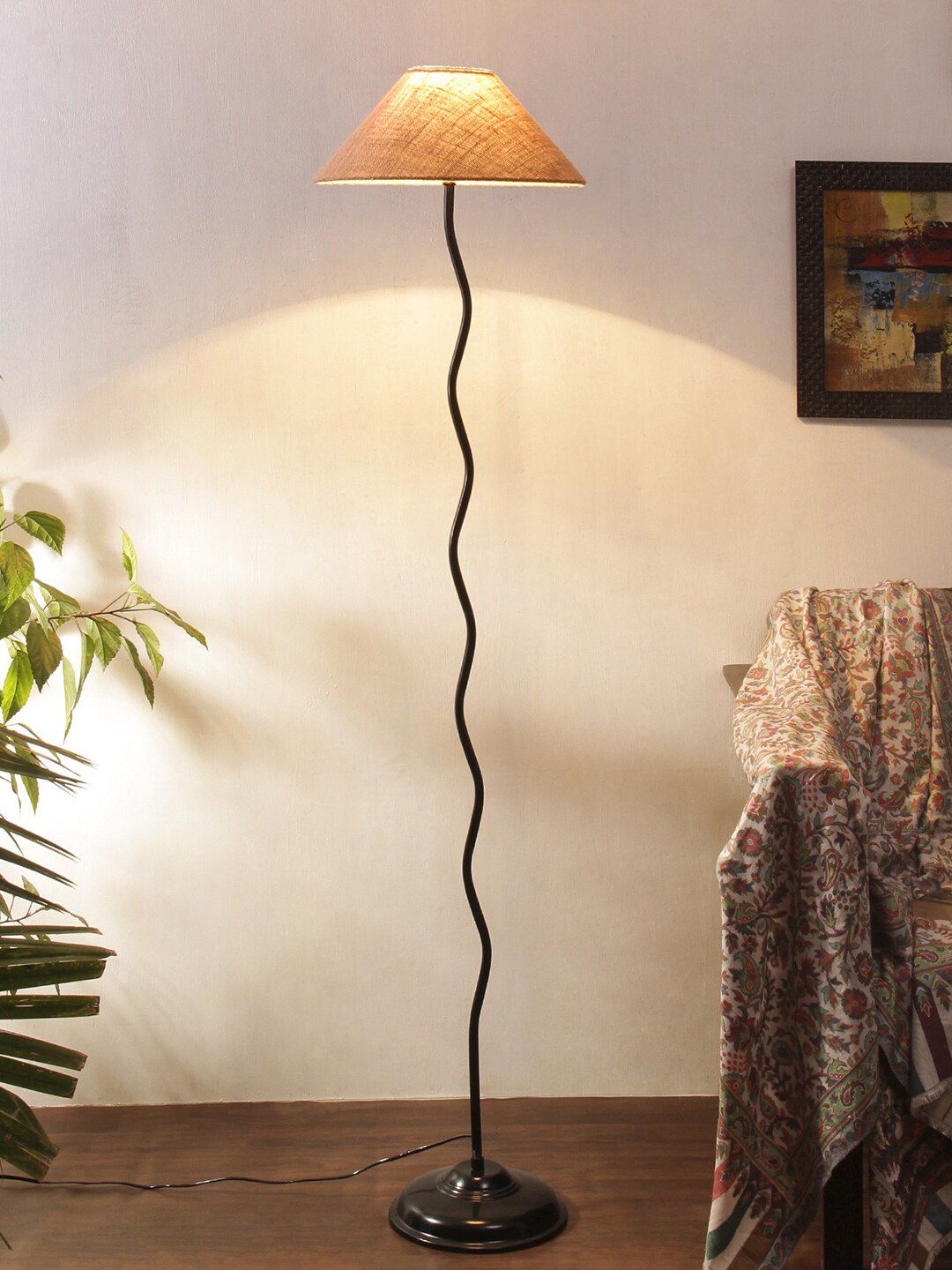 Devansh Beige Jute  Floor Lamp Price in India