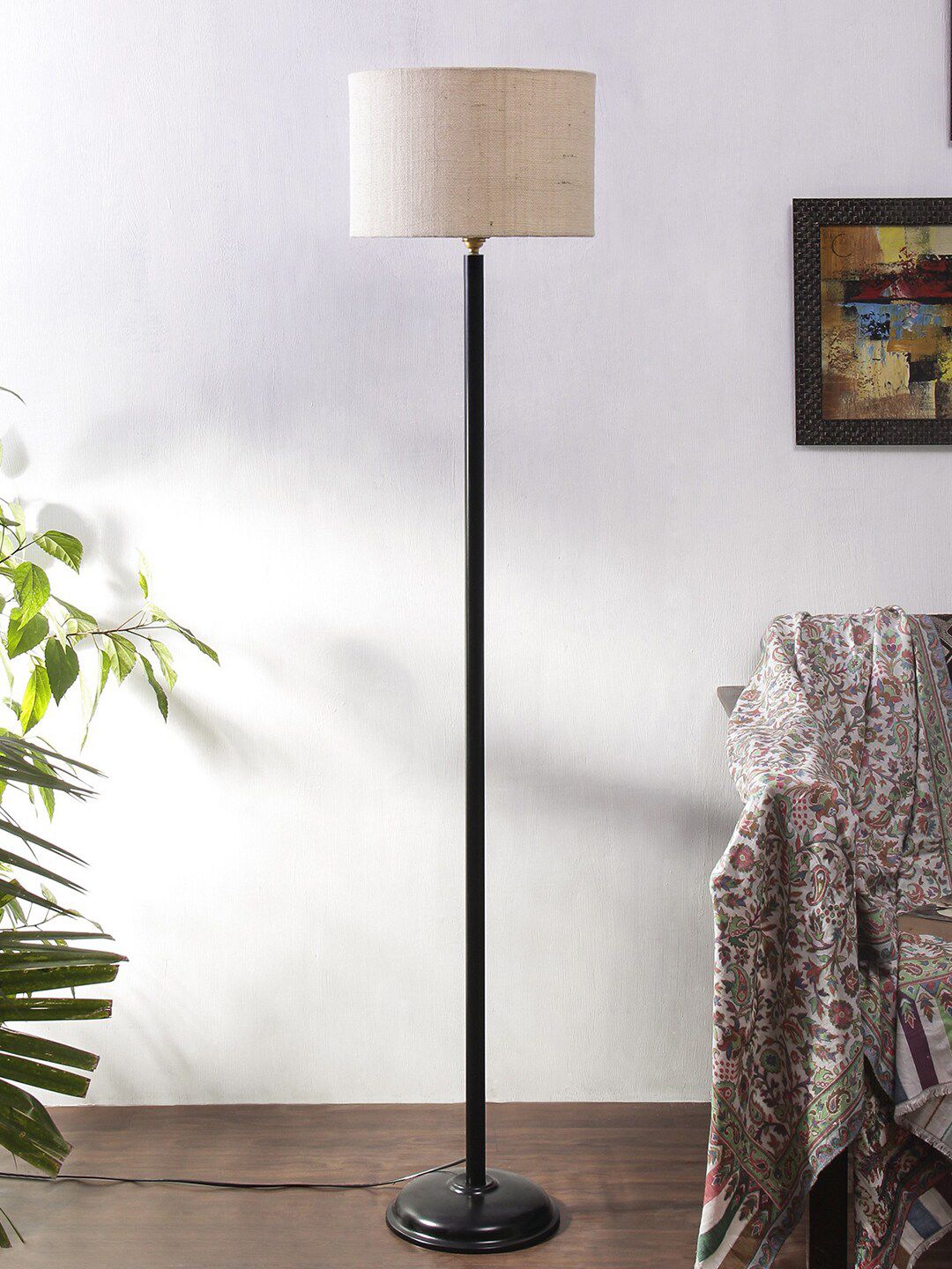 Devansh White Jute Iron Floor Lamp for Home Decor Price in India