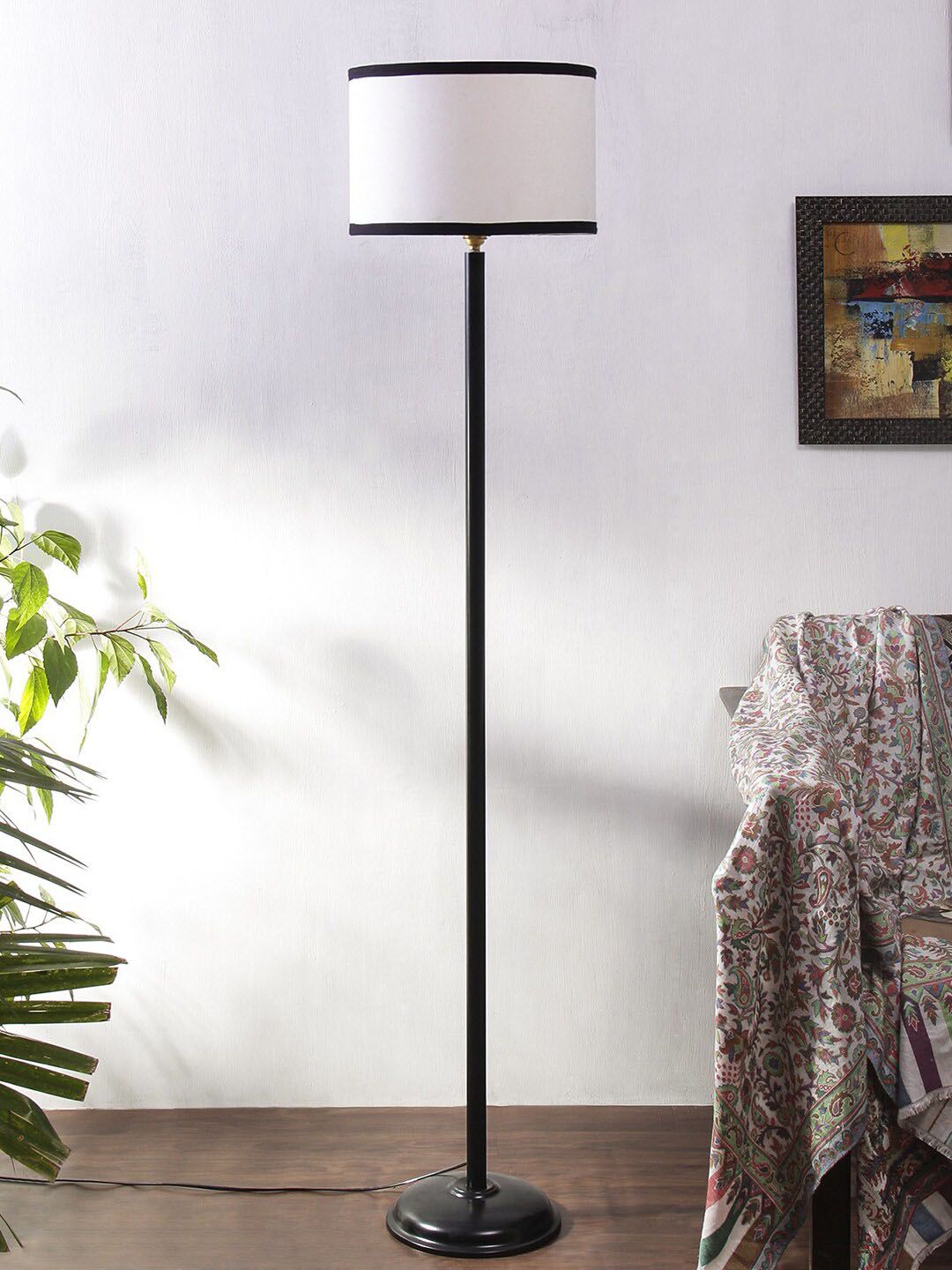 Devansh White Cotton Cylinder Iron Floor Lamp Price in India