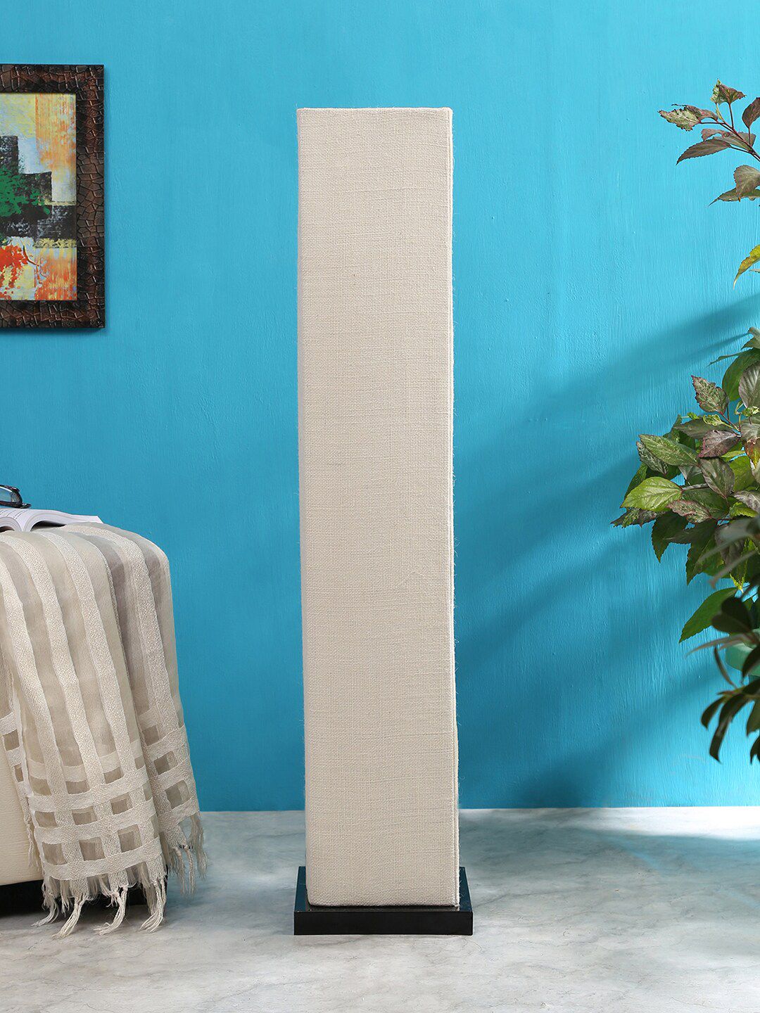 Devansh White Solid Traditional Floor Lamp with Shade Price in India