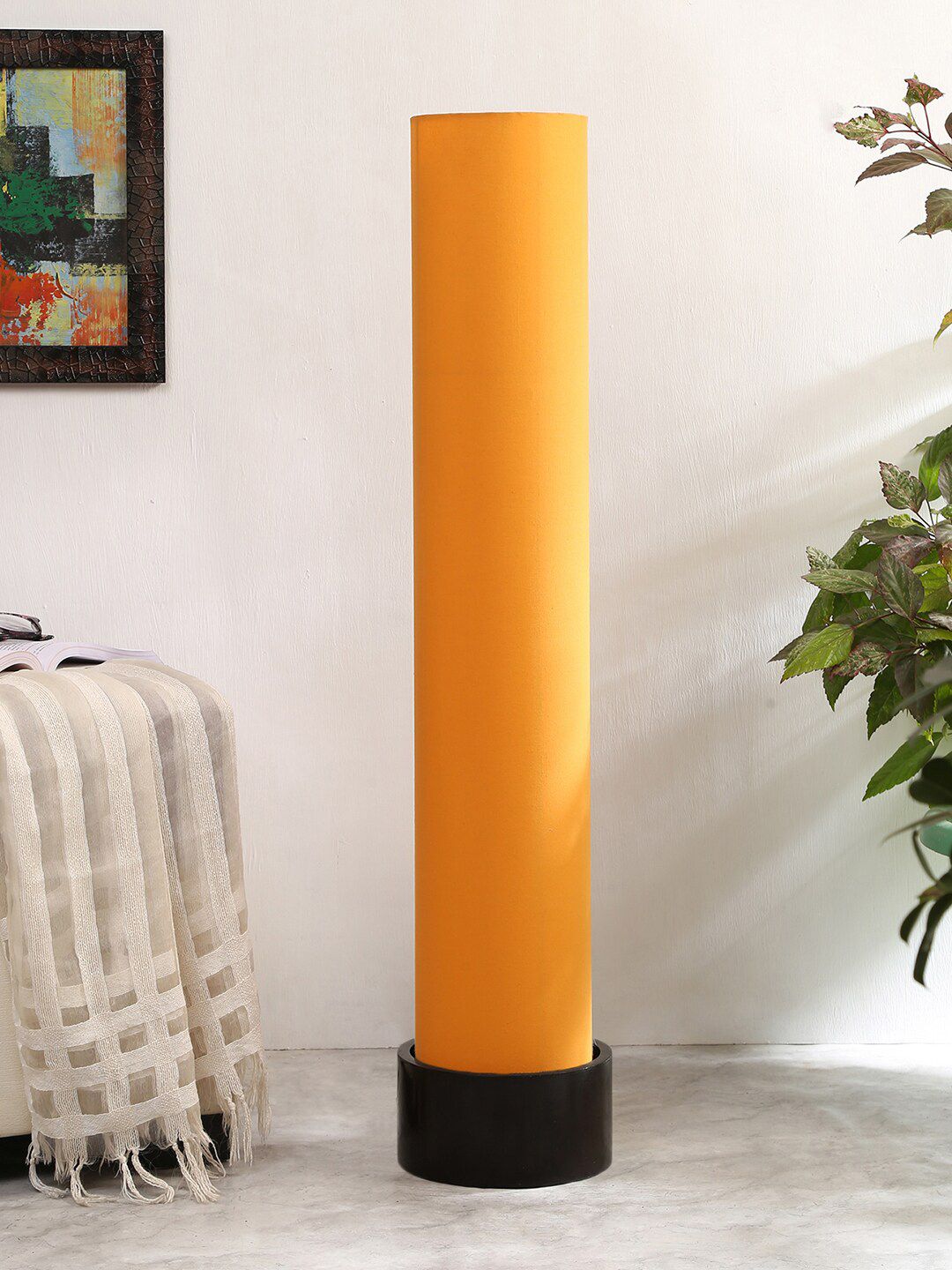 Devansh Yellow Solid Traditional Floor Lamp with Shade Price in India