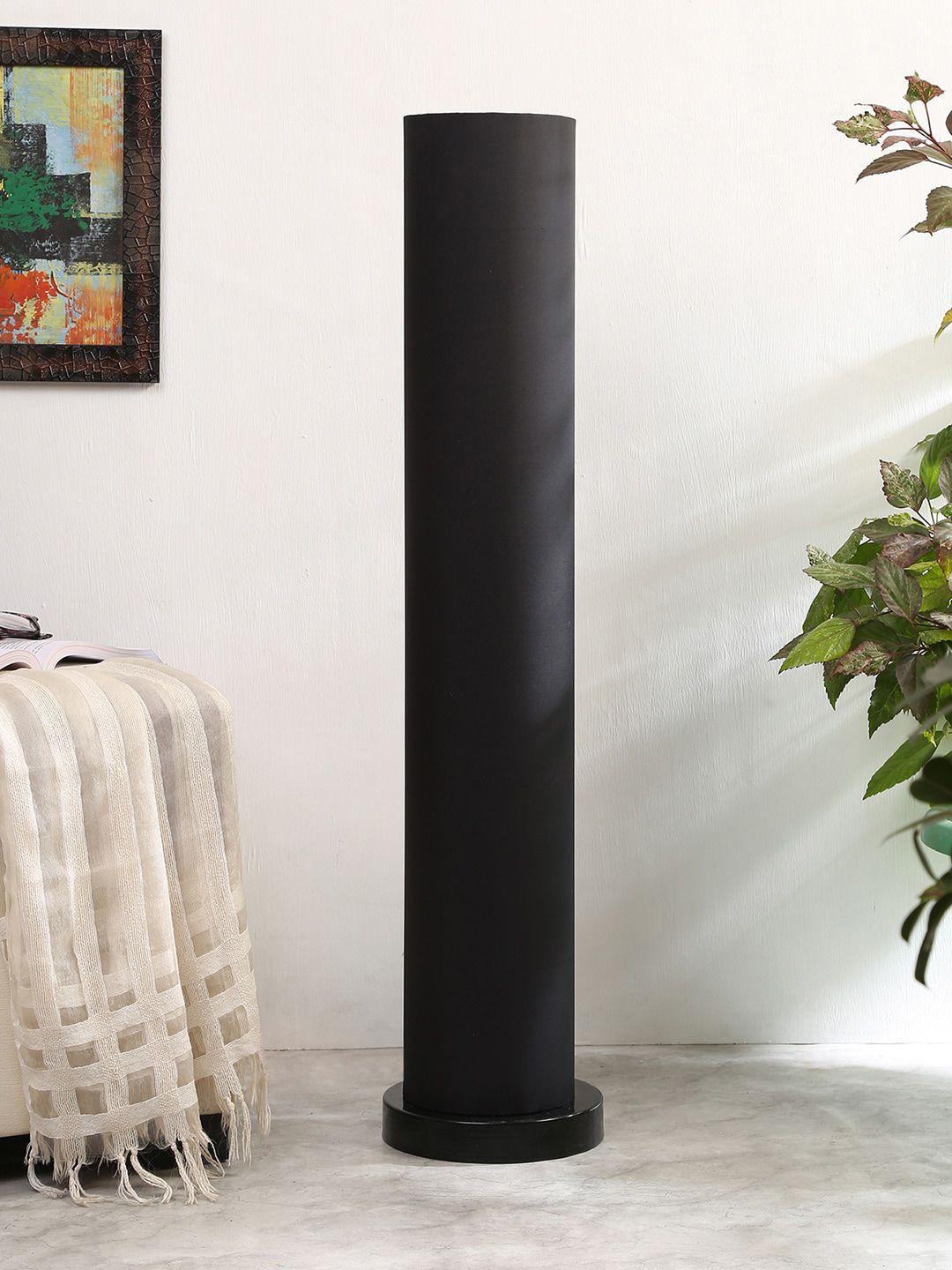 Devansh Black Solid Cotton Floor Lamp Price in India