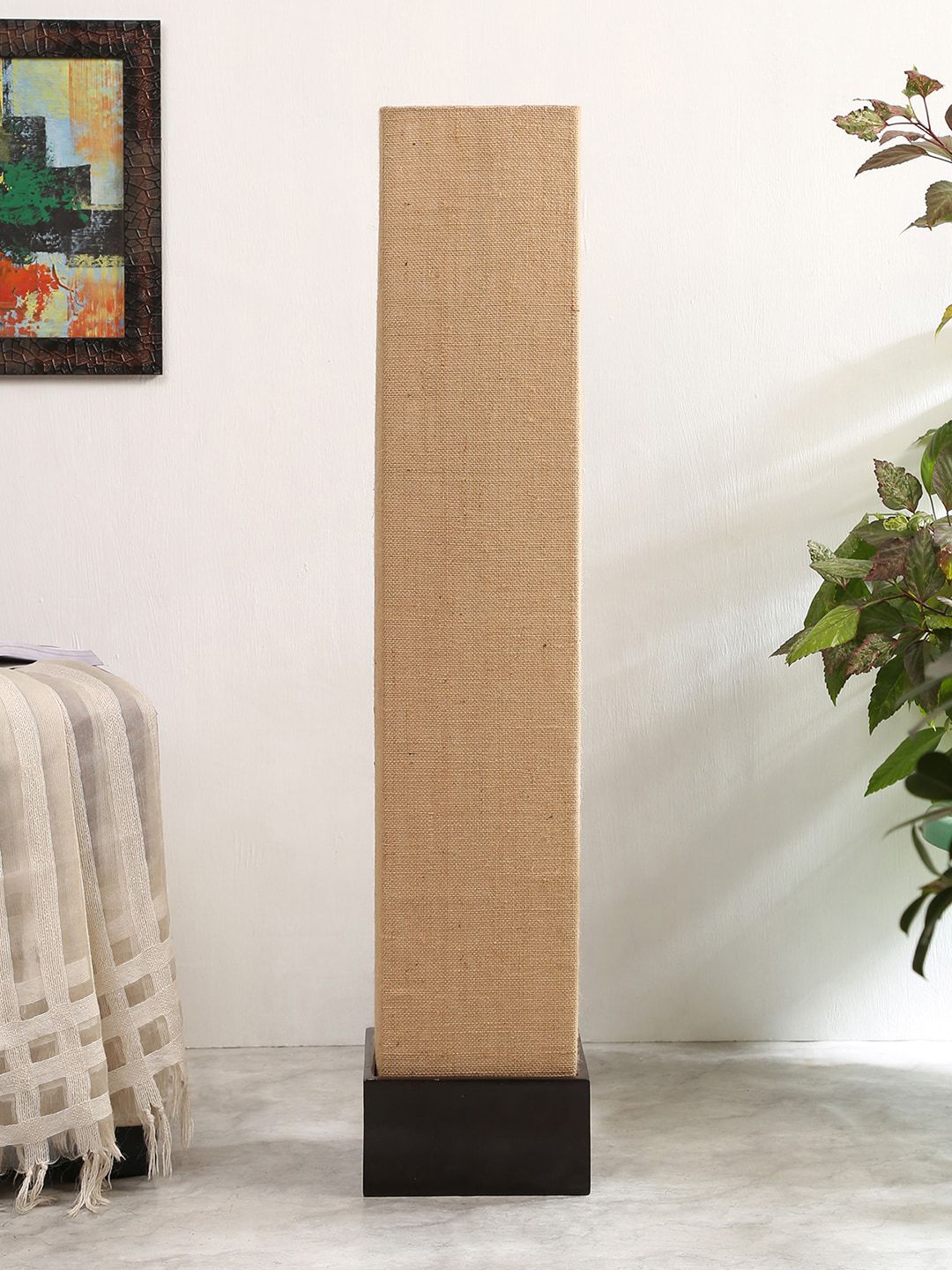 Devansh Beige Jute Square Brown  Wood Floor Lamps Price in India