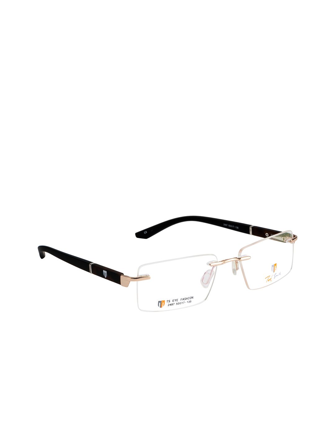 Ted Smith Unisex Gold-Toned Rimless Wayfarer Frames TSD-2487_C9 Price in India