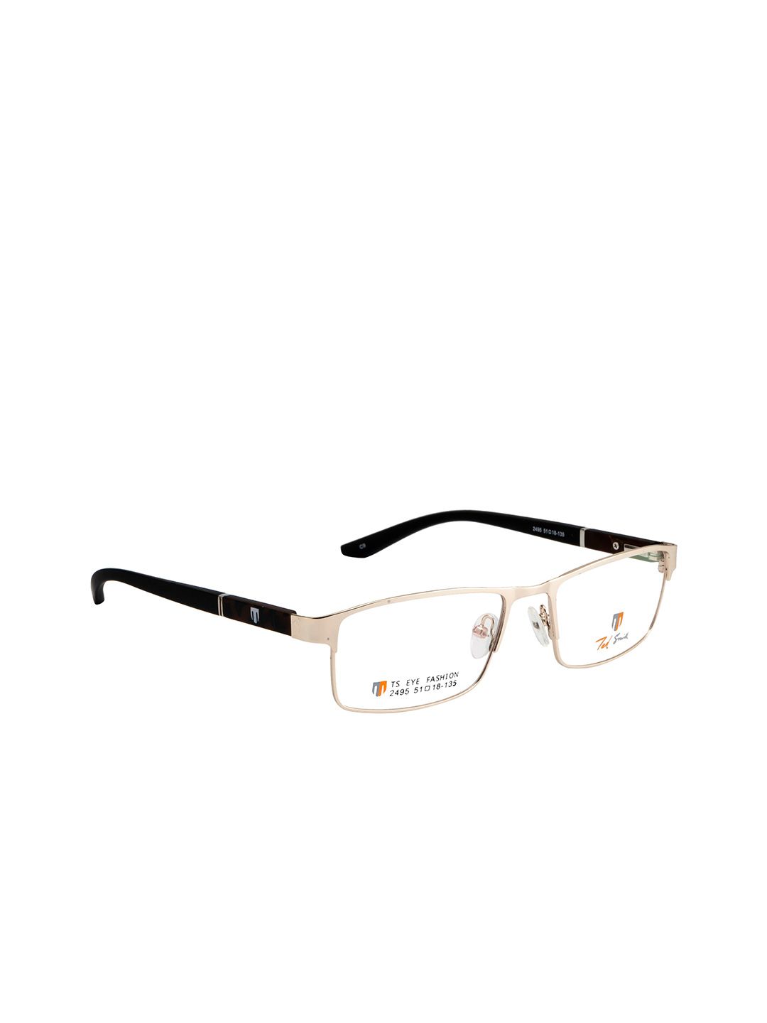 Ted Smith Unisex Gold-Toned & Black Full Rim Rectangle Frames Price in India