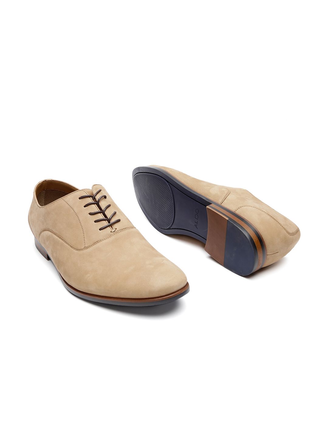 Buy ALDO Men Beige Solid Regular Oxford Shoes - Casual Shoes  display picture 2