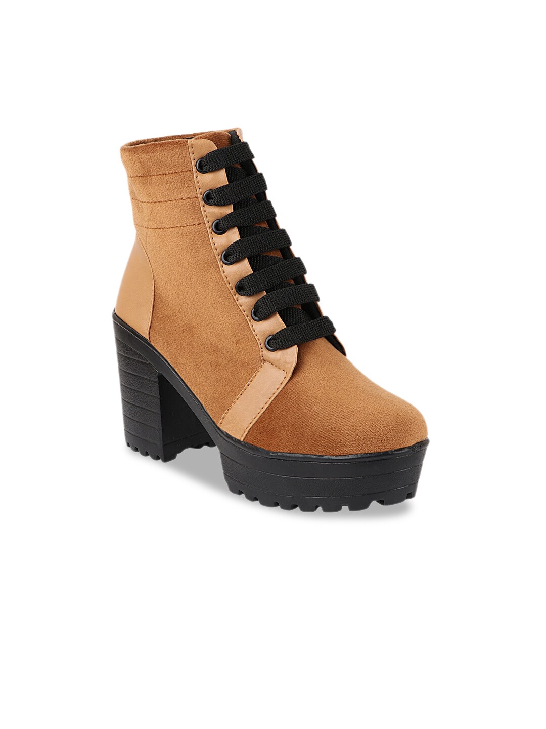 Shoetopia Tan Suede Wedge Heeled Boots Price in India
