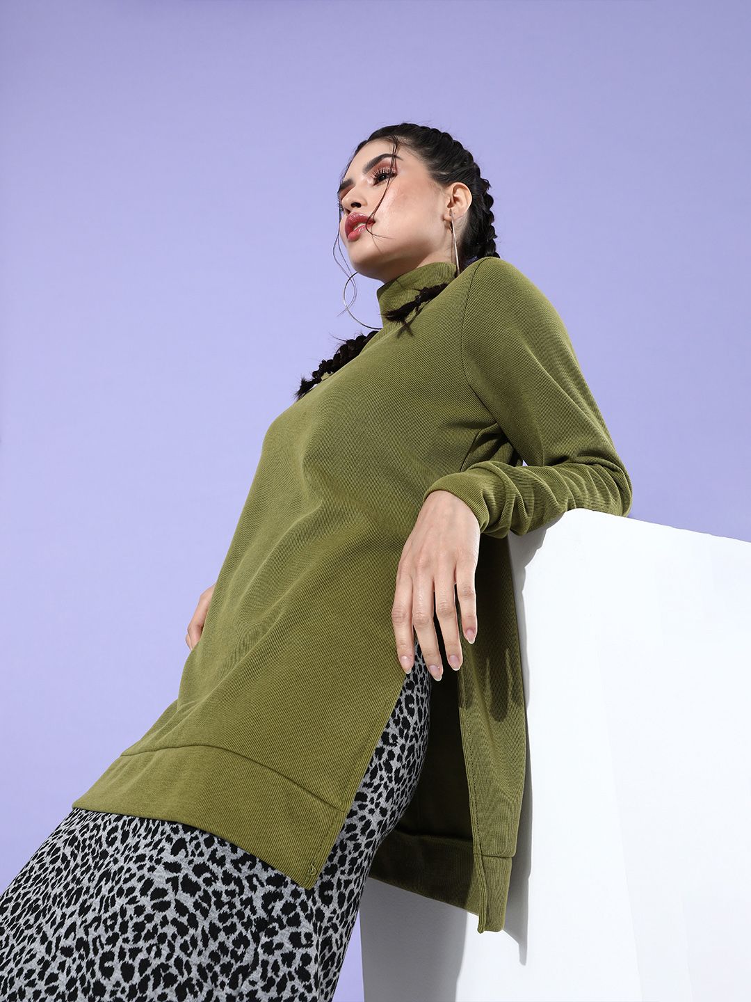 Tokyo Talkies Green Knited Longline Top