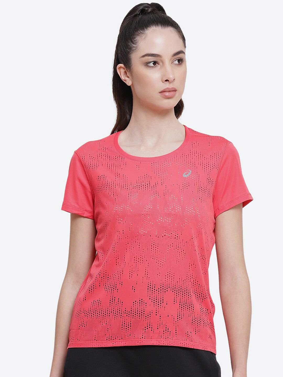 ASICS Women Pink Printed T-shirt VENTILATE SS Price in India