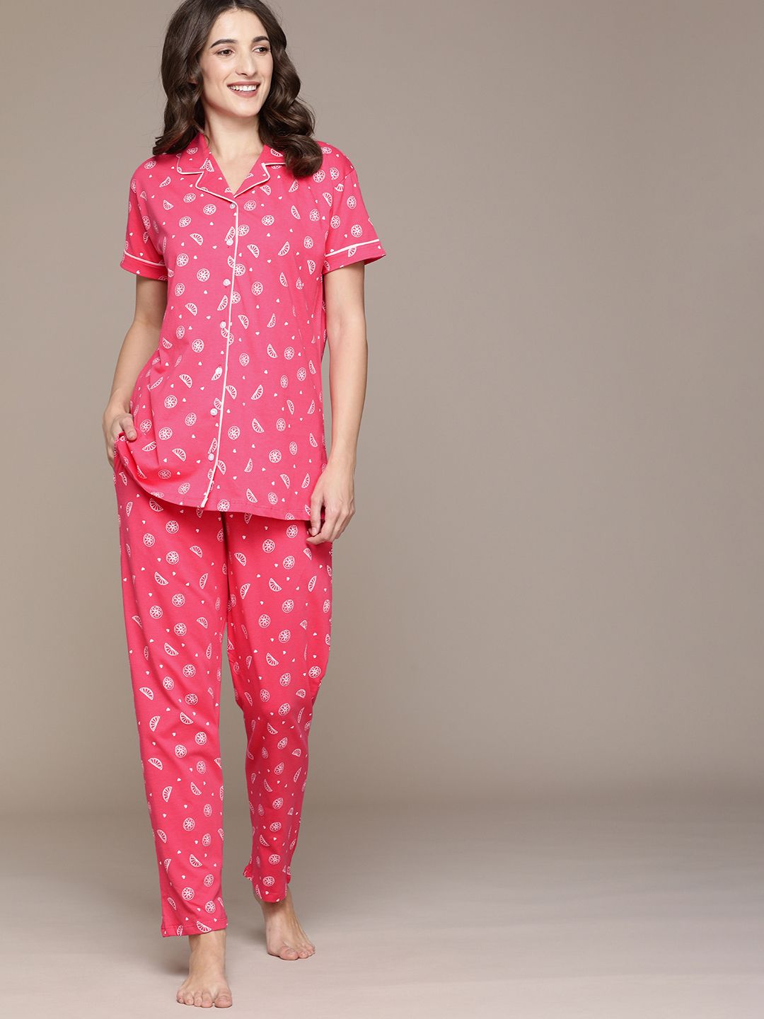beebelle Women Pink Printed Night suit Price in India