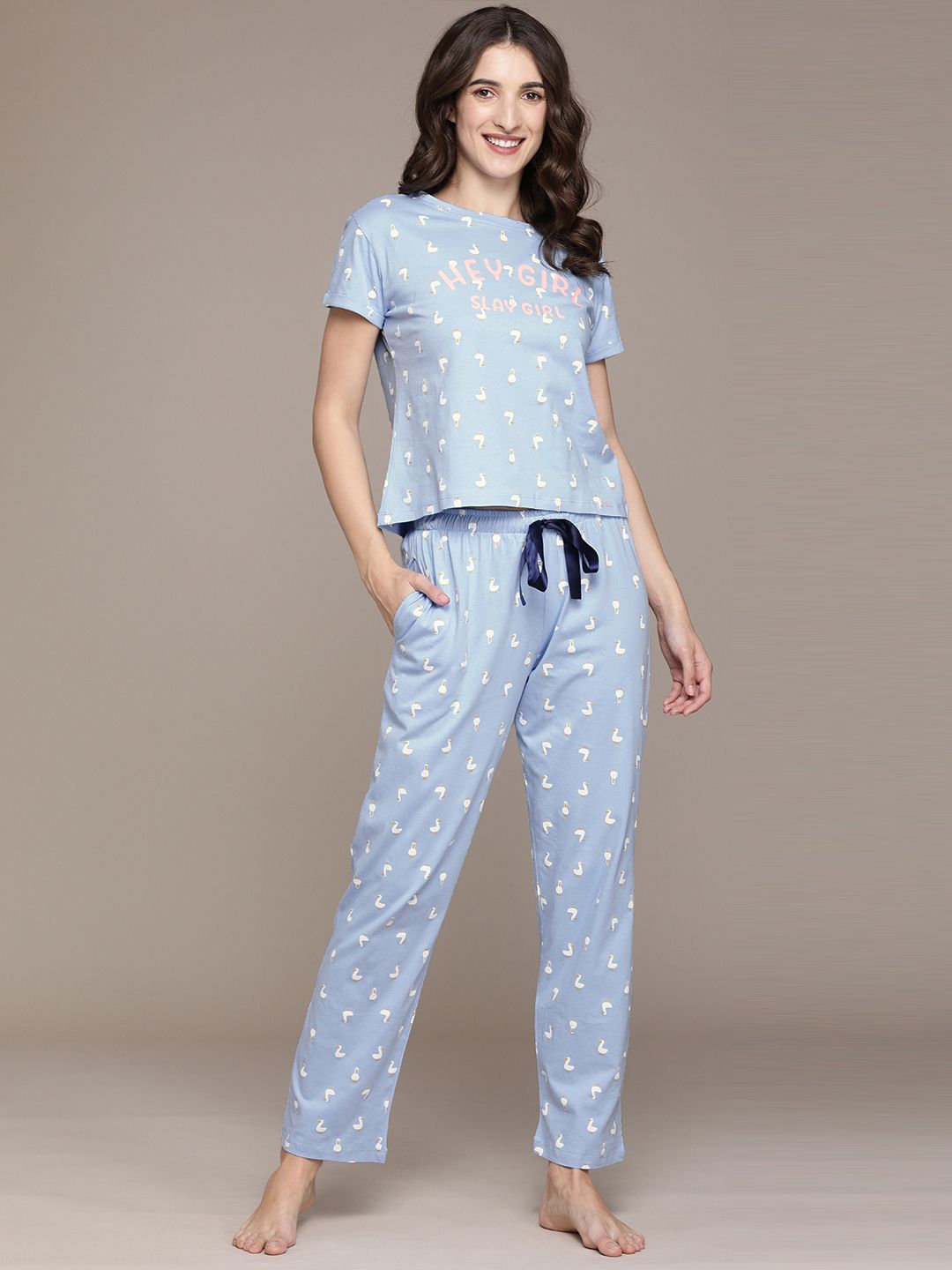 beebelle Women Blue Printed Night suit Price in India