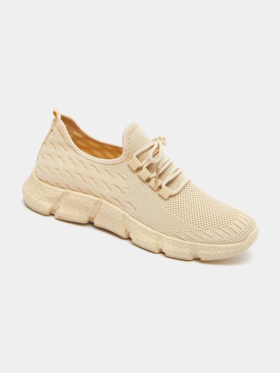 shoexpress Women Beige Textile Walking Non-Marking Shoes Price in India