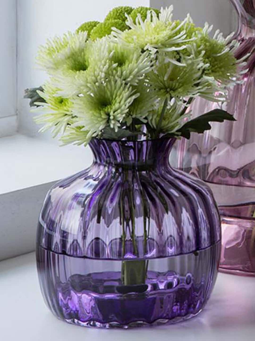 DARTINGTON Purple Solid Glass Flower Vase Price in India