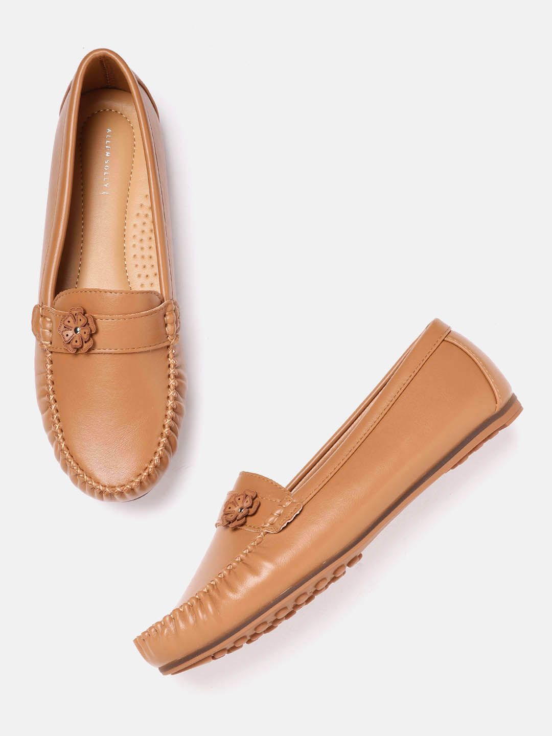 Allen Solly Women Camel Brown Solid Loafers Price in India