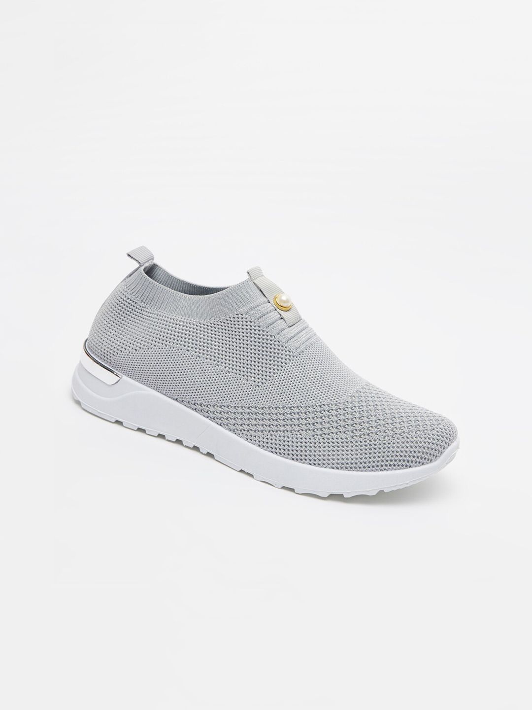 shoexpress Women Grey Woven Design Sneakers Price in India