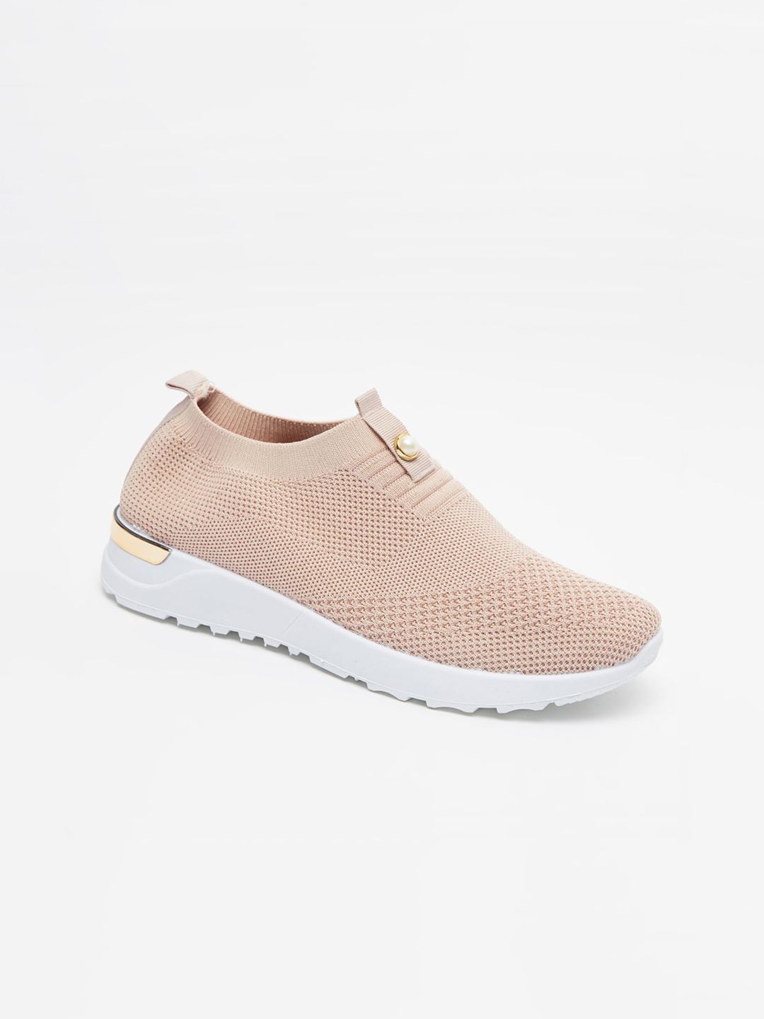 shoexpress Women Pink Woven Design Slip-on Sneakers Price in India