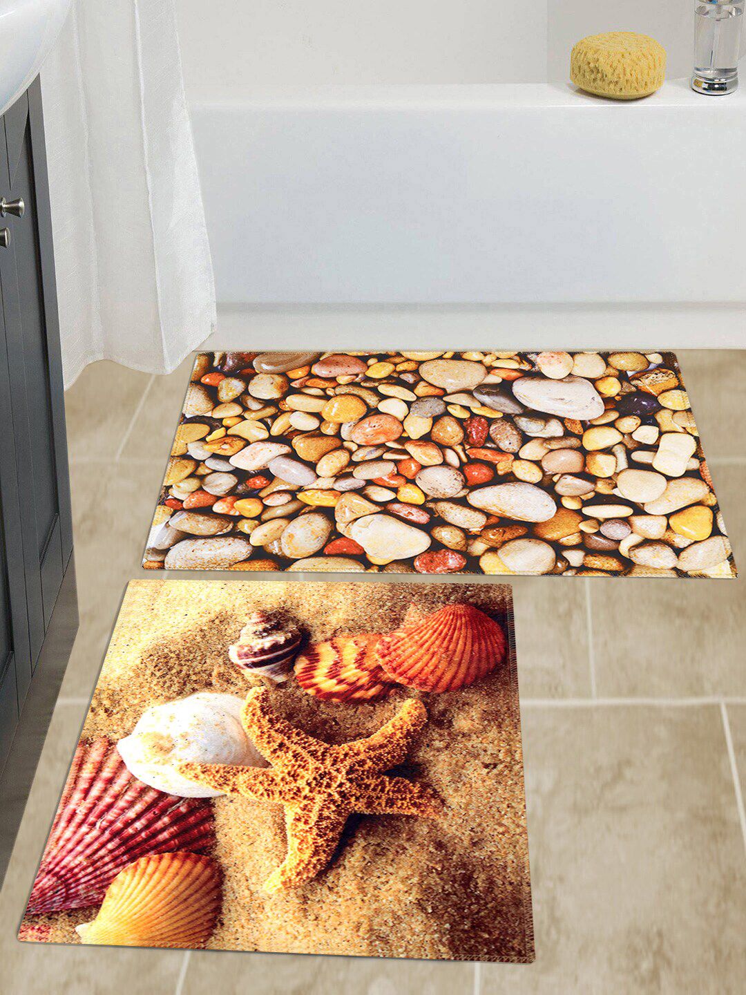 Story@home Set of 2 Printed Velvet Finish Anti Skid Doormat Price in India