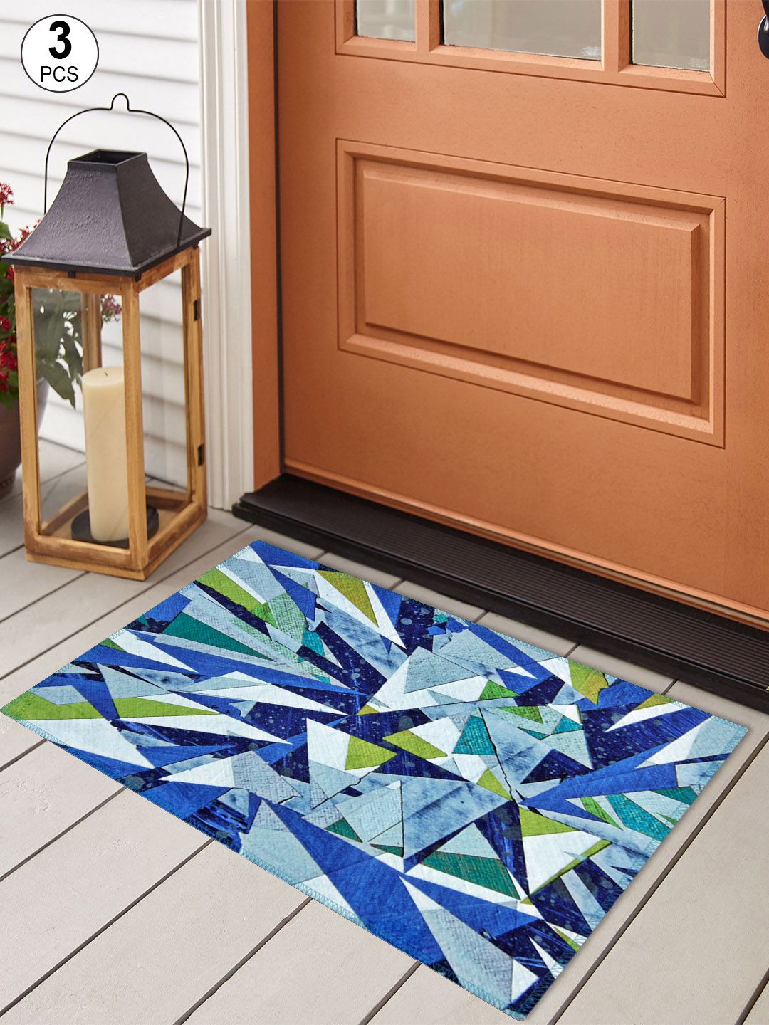 Story@home Blue & Green Printed Anti-Skid Doormats Price in India