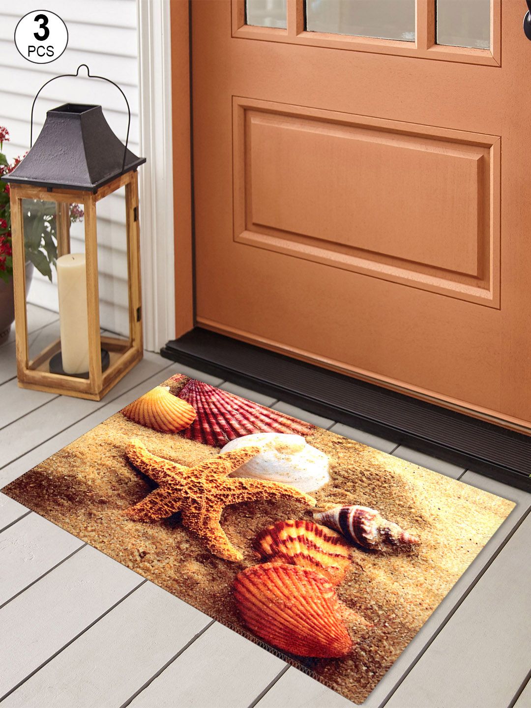 Story@home Set Of 2 Beige & White Printed Anti-Skid Doormats Price in India