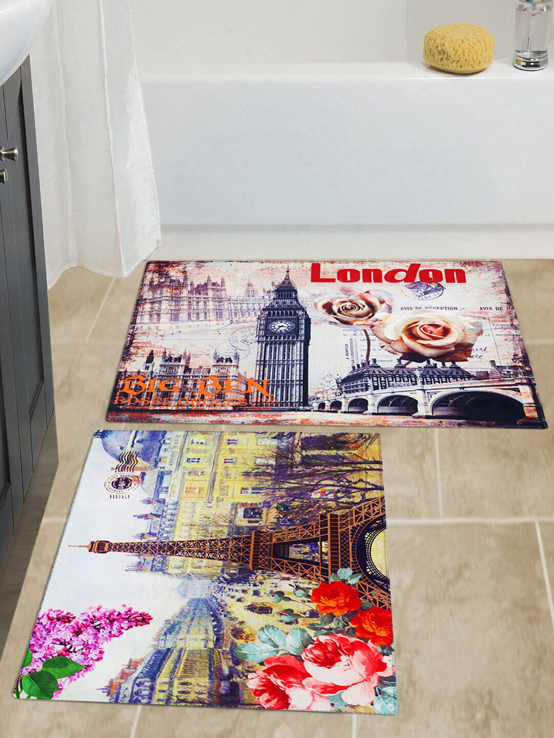 Story@home Set of 2 Printed Velvet Finish Anti Skid Doormat Price in India