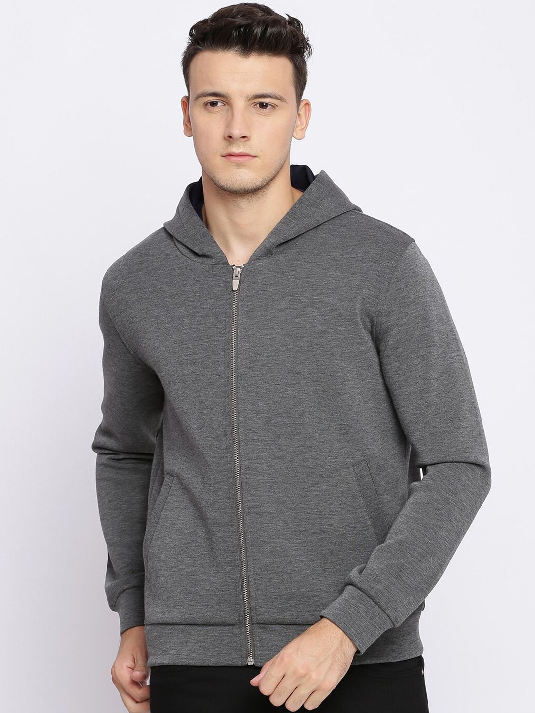 Basics Men Grey Longline Sporty Jacket