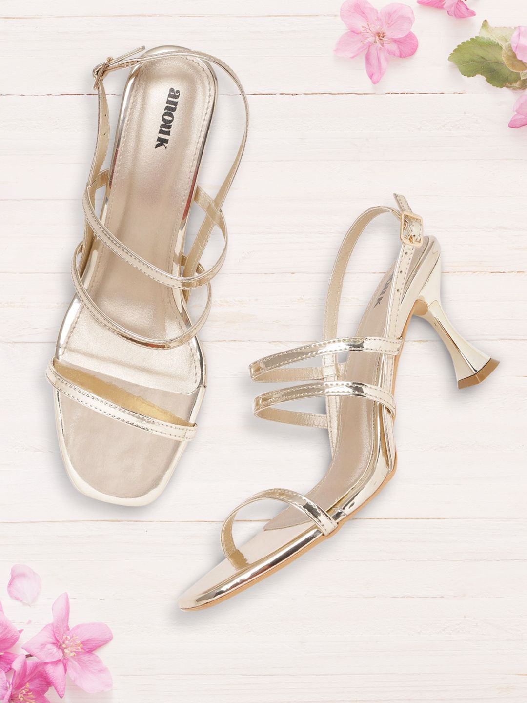 Anouk Gold-Toned Solid Slim Heels Price in India