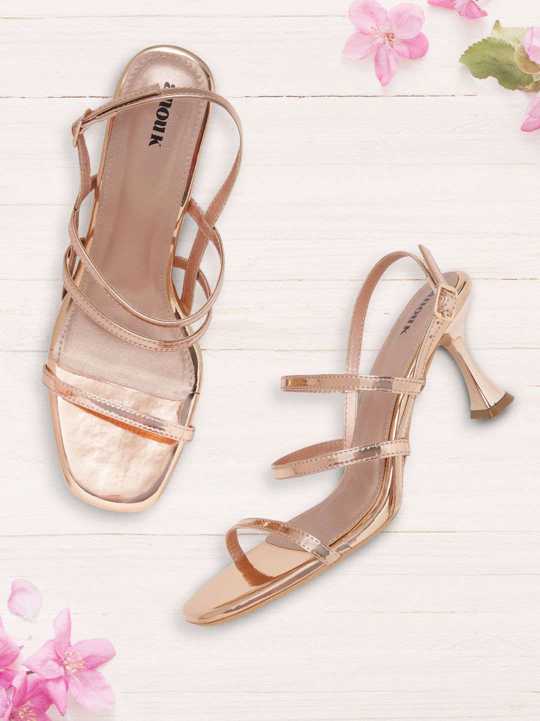 Anouk Rose Gold-Toned Solid Slim Heels Price in India