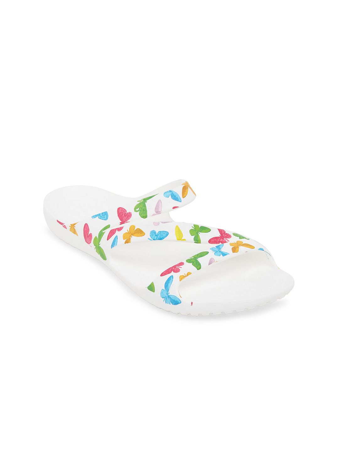 Crocs Kadee Women White  Yellow Printed Croslite Slip-On Price in India