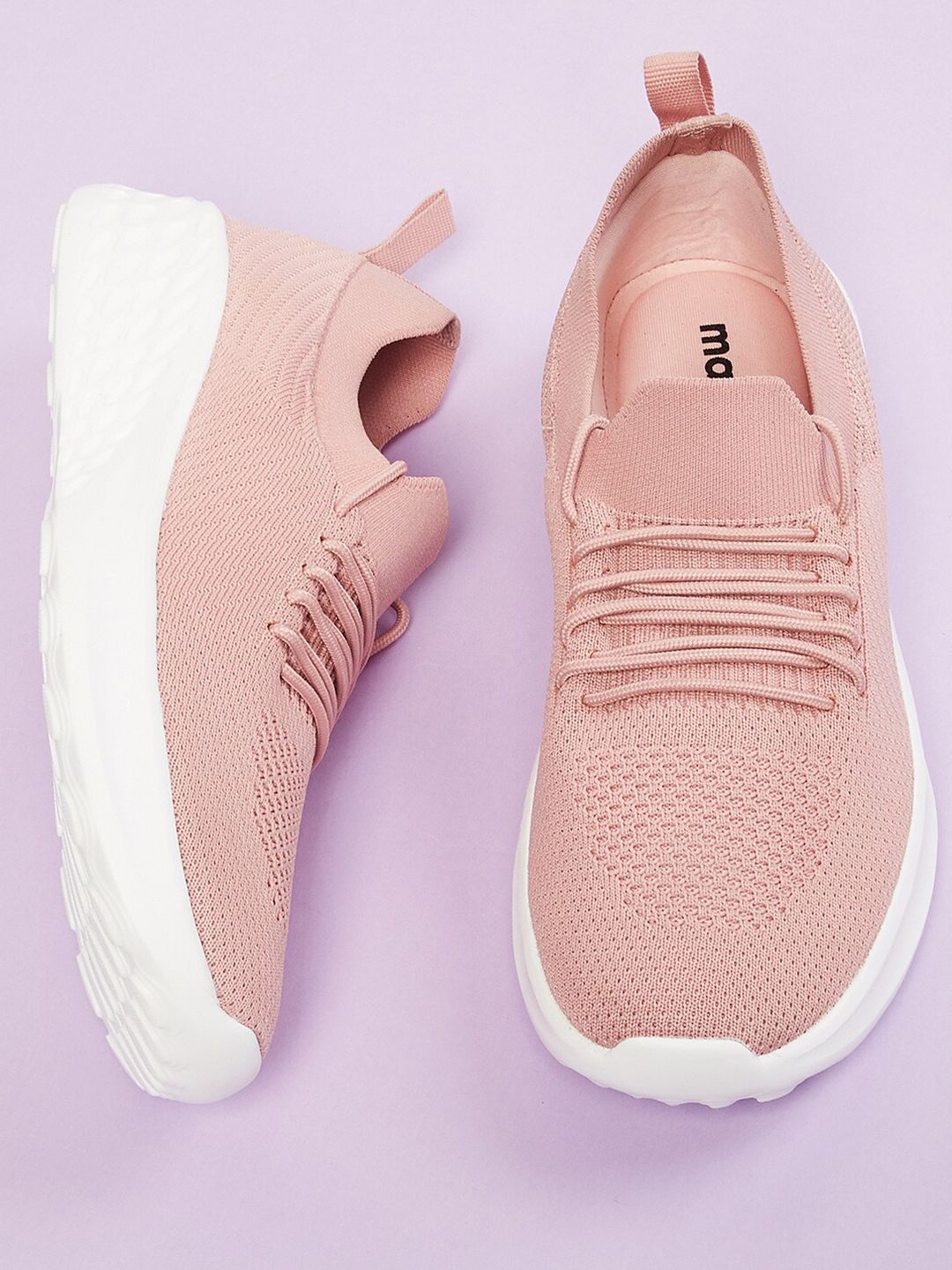 max Women Peach-Coloured Mesh Walking Shoes Price in India