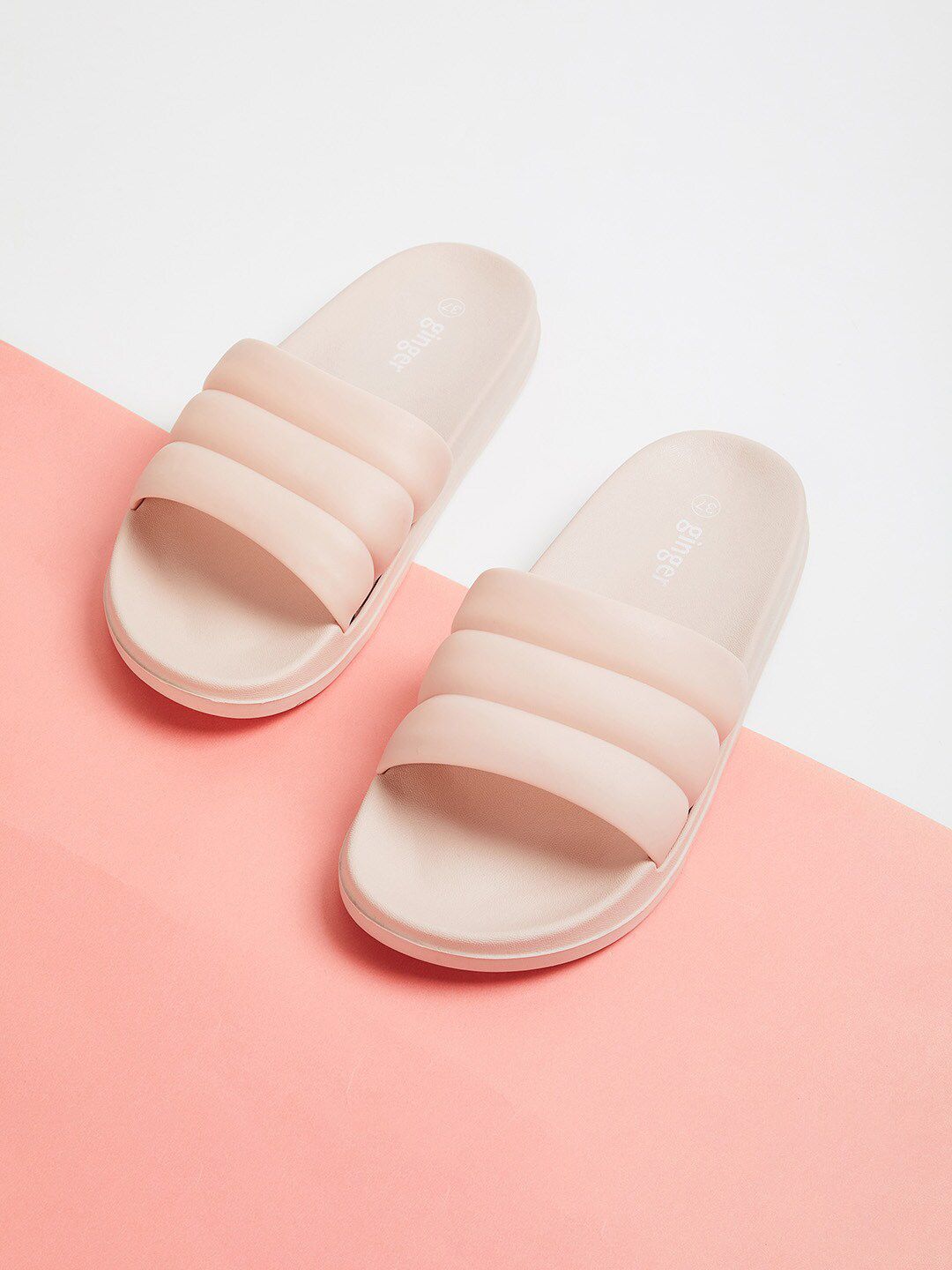 Ginger by Lifestyle Women Peach-Coloured Sliders Price in India