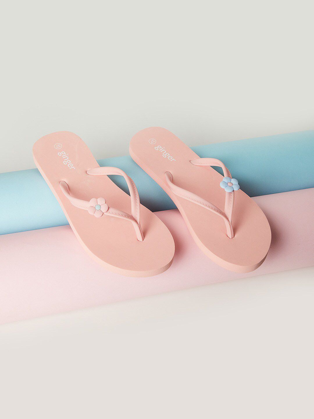 Ginger by Lifestyle Women Pink & Blue Thong Flip-Flops Price in India