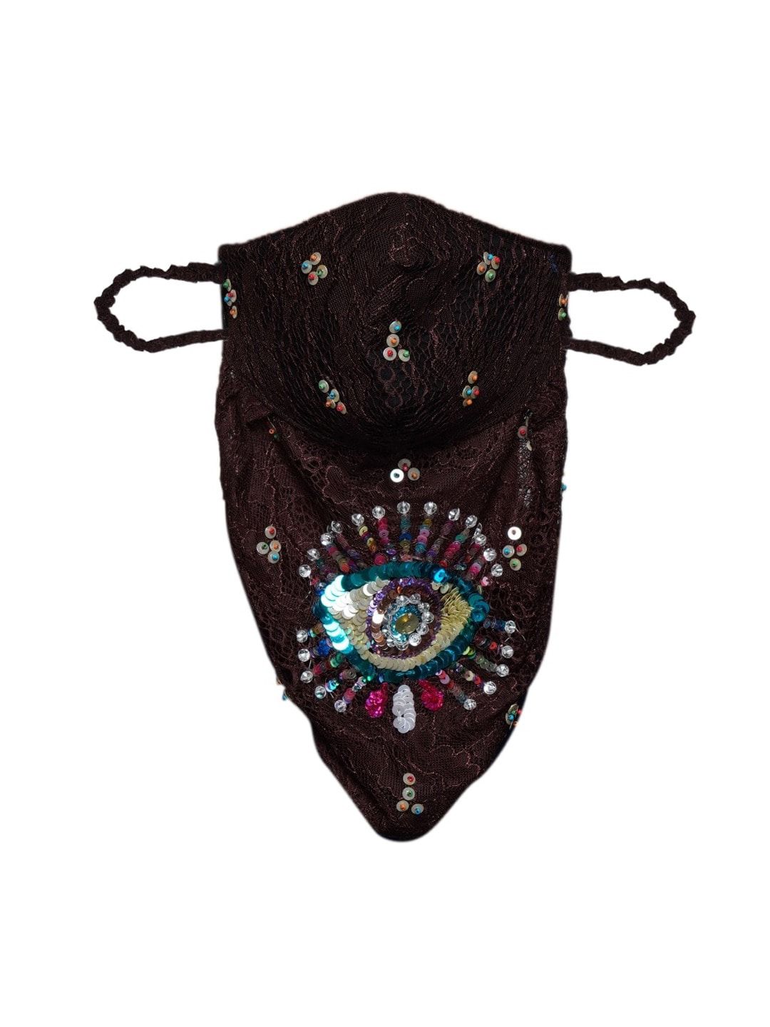 DIVA WALK EXCLUSIVE Women Brown Embroidered 2-Ply Reusable Cotton Cloth Mask Price in India