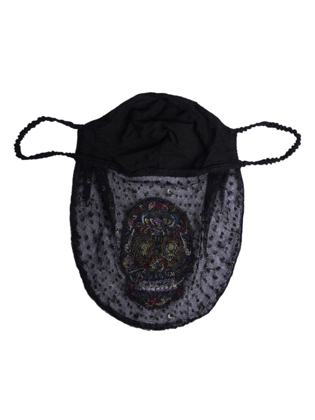 DIVA WALK EXCLUSIVE Women Black & Purple Hand Embroidered 2-Ply Hijab Protective Cloth Mask Price in India