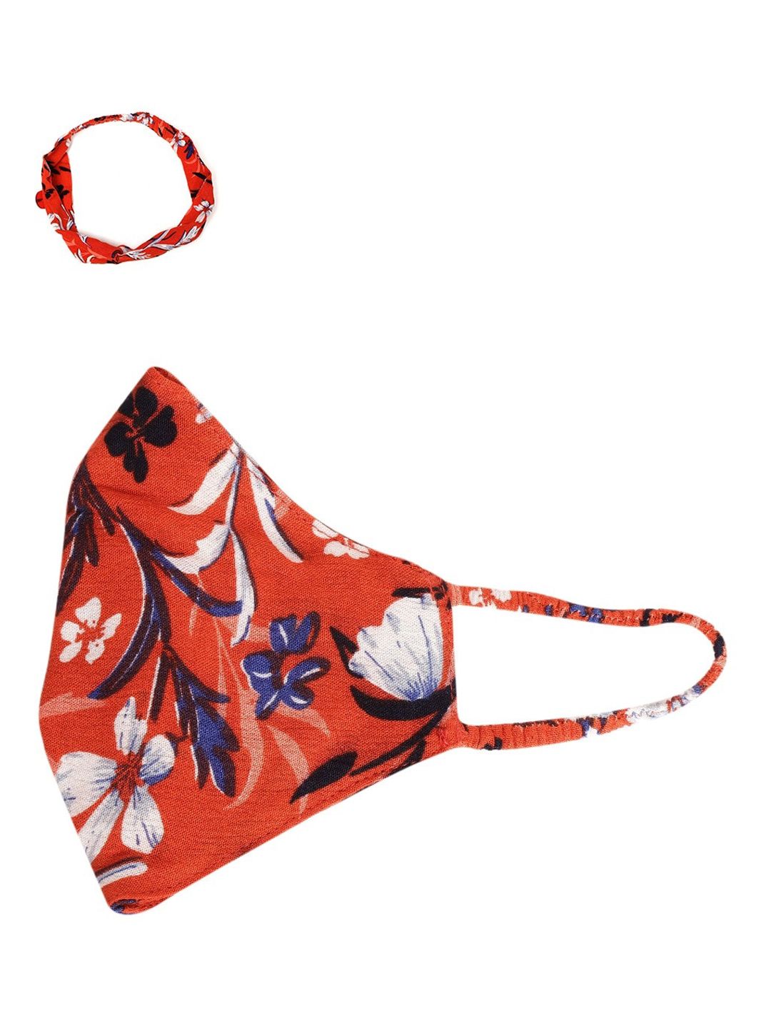 DIVA WALK EXCLUSIVE Women Red & White Floral Printed 2-Ply Reusable Cotton Cloth Mask Price in India