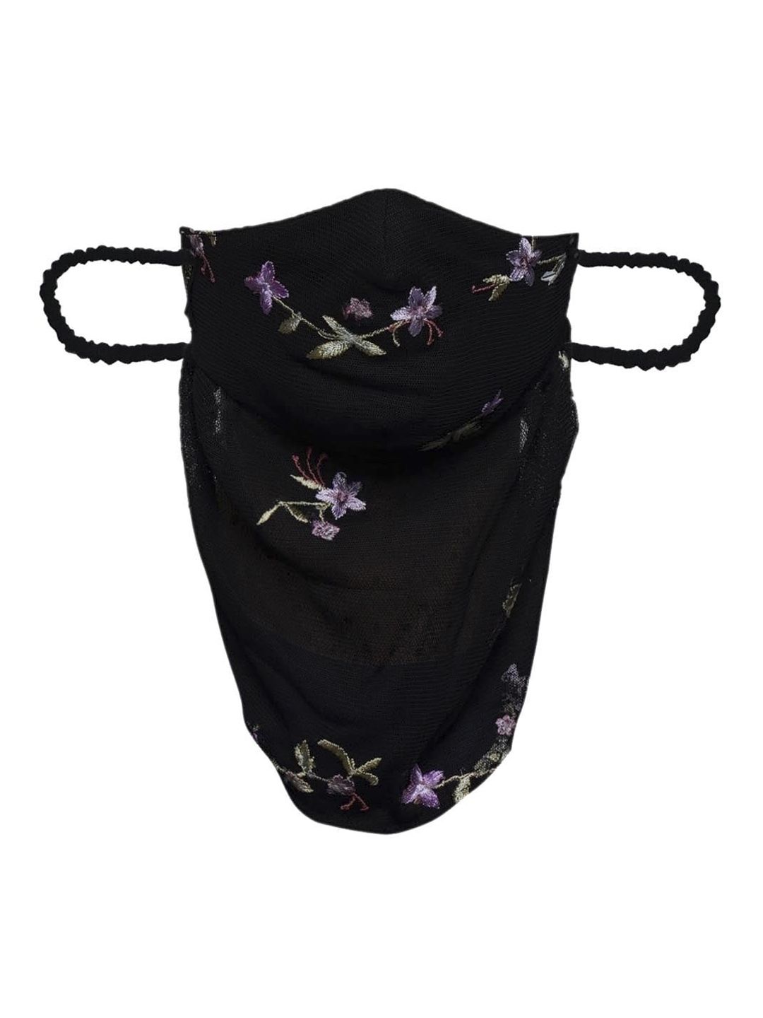 DIVA WALK EXCLUSIVE Women Black & Purple 2-Ply Cotton Reusable Cloth Mask Price in India