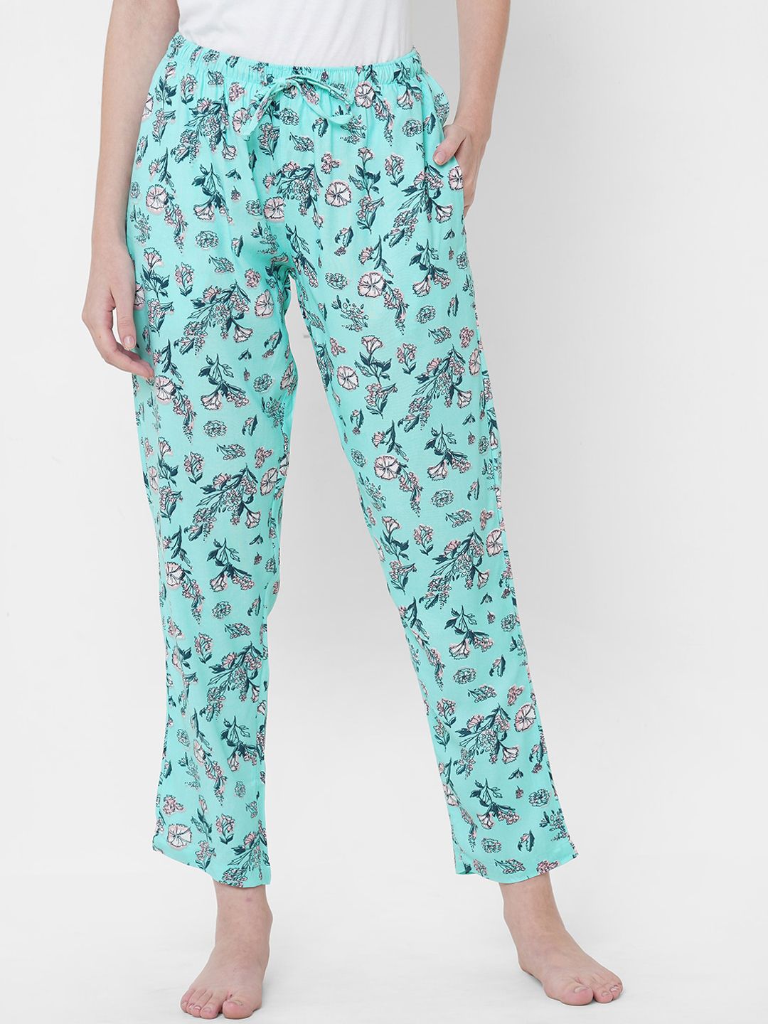 URBAN SCOTTISH Women Blue & Grey Printed Lounge Pants Price in India