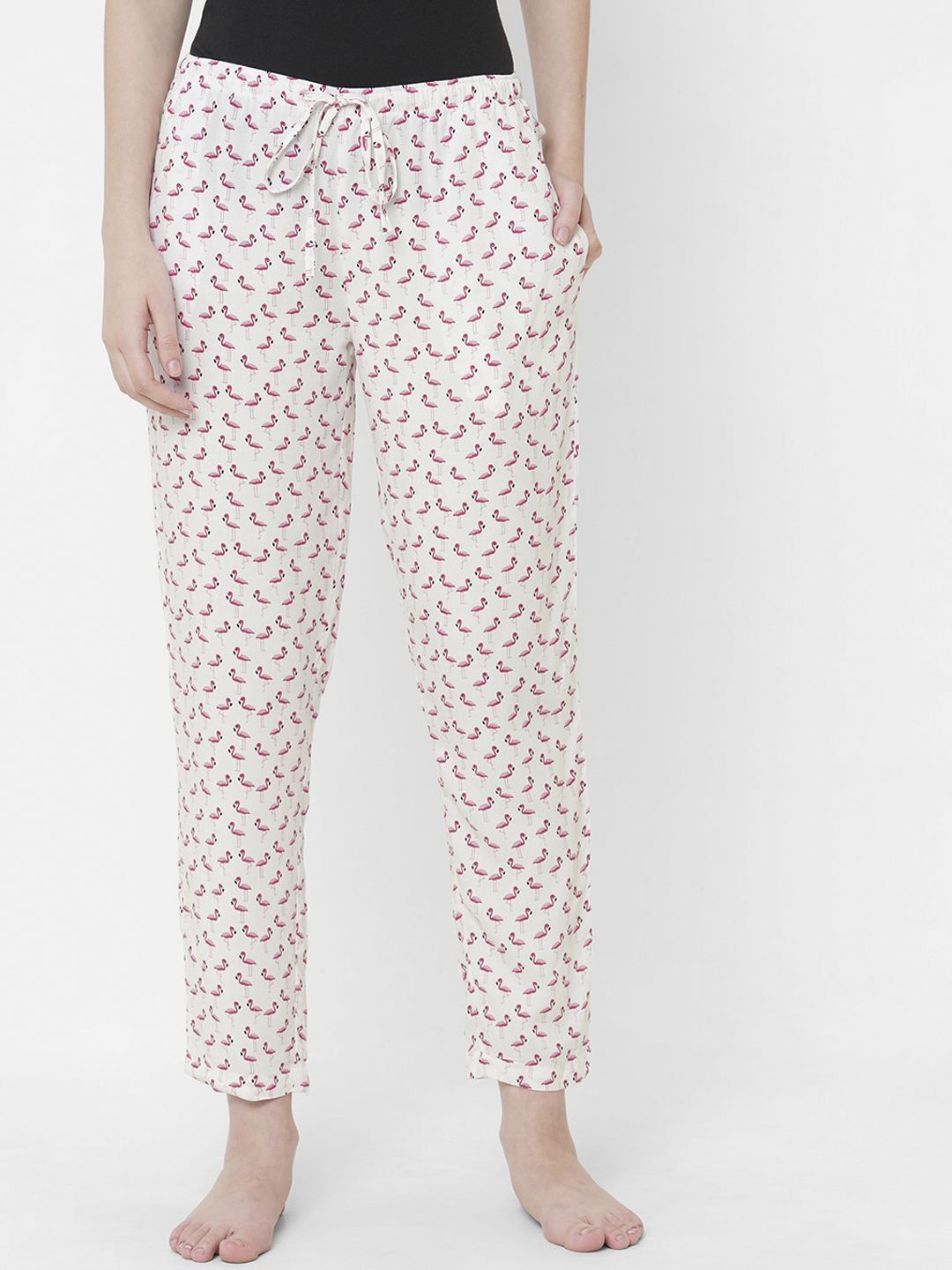 URBAN SCOTTISH Women Pink & White Printed Lounge Pants Price in India