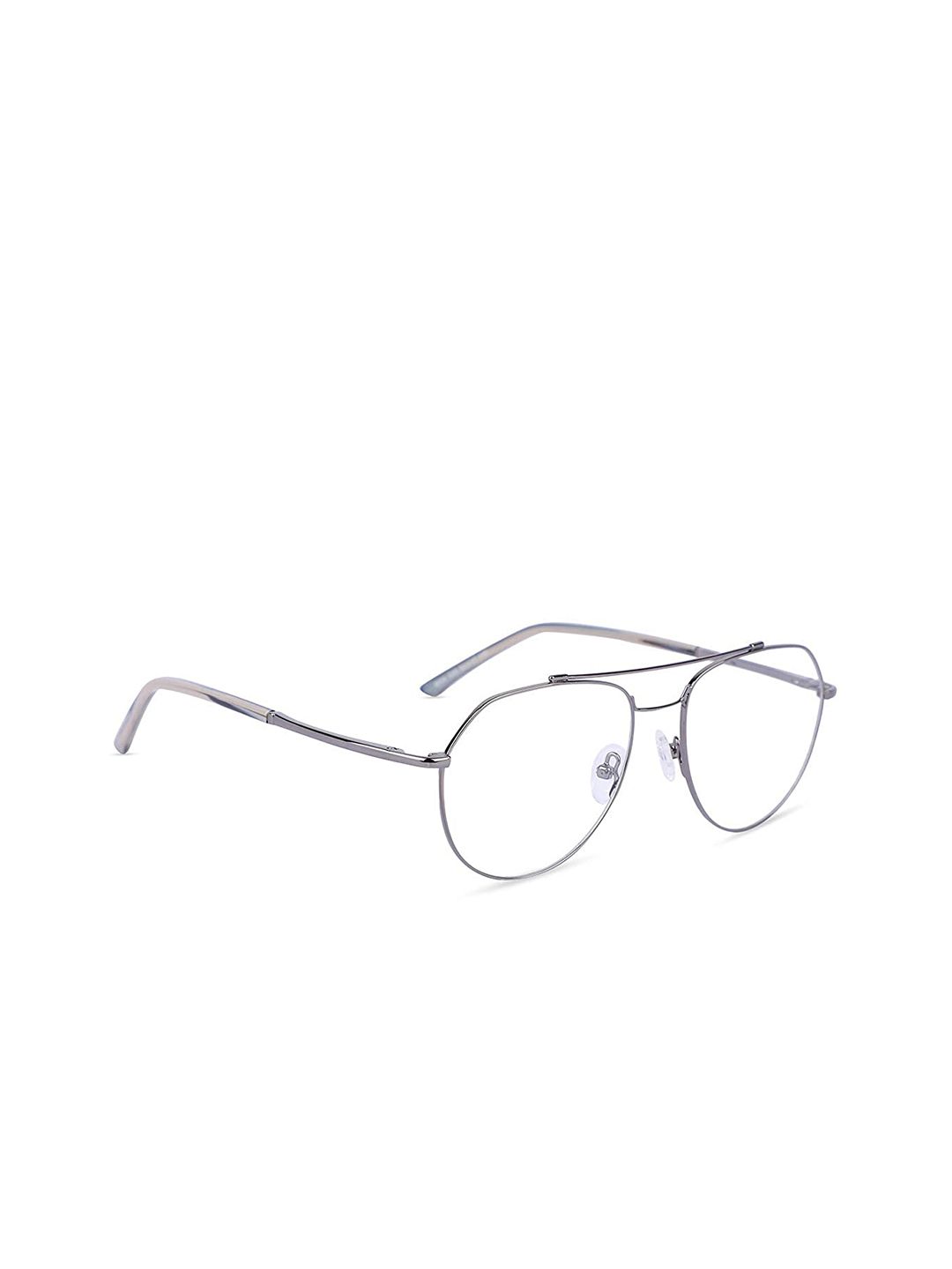 MARC LOUIS Unisex Gunmetal-Toned Full Rim Aviator Frames Price in India