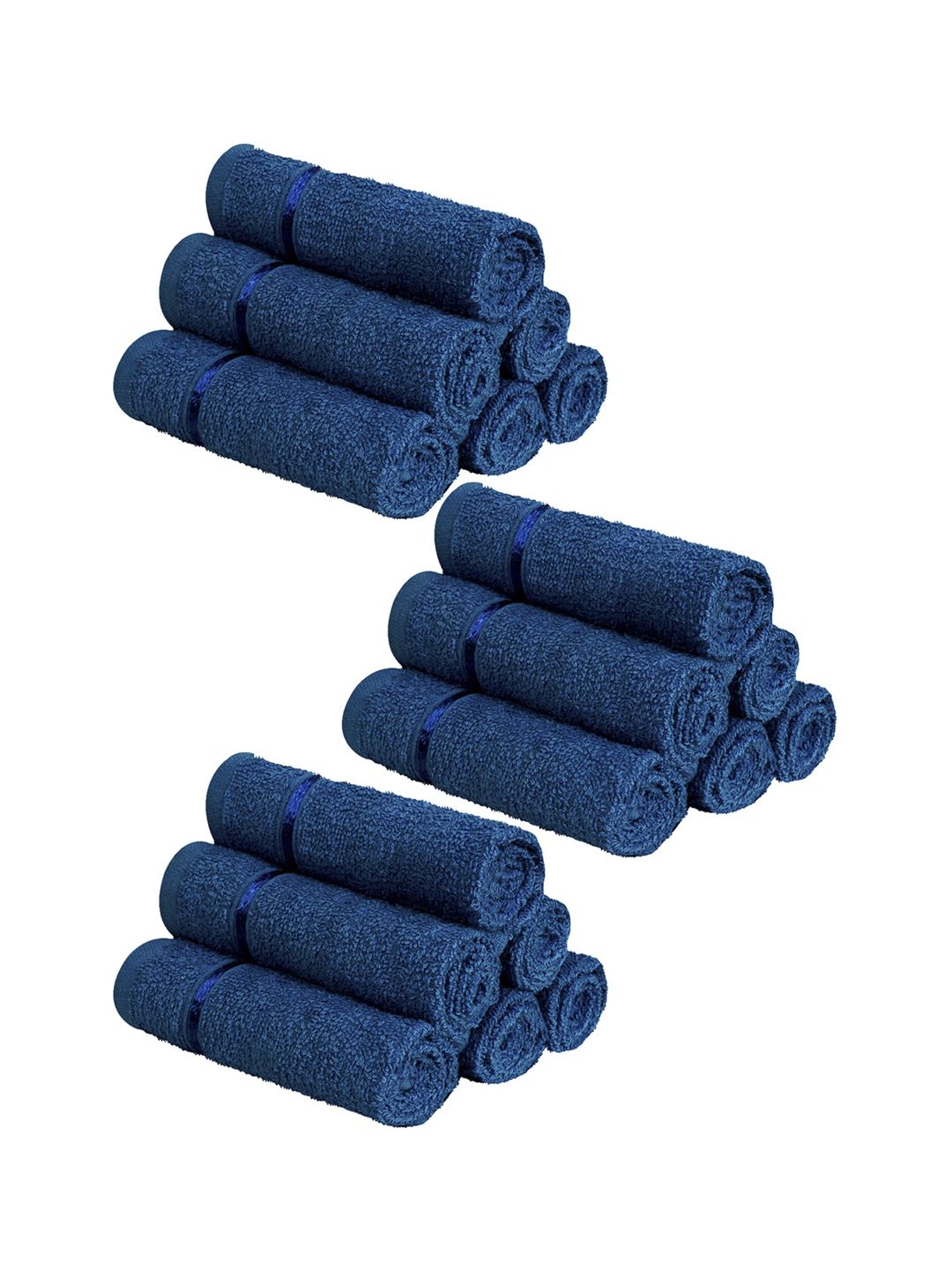 Story@home Set Of 18 Navy Blue Solid 450 GSM Pure Cotton Face Towels Price in India