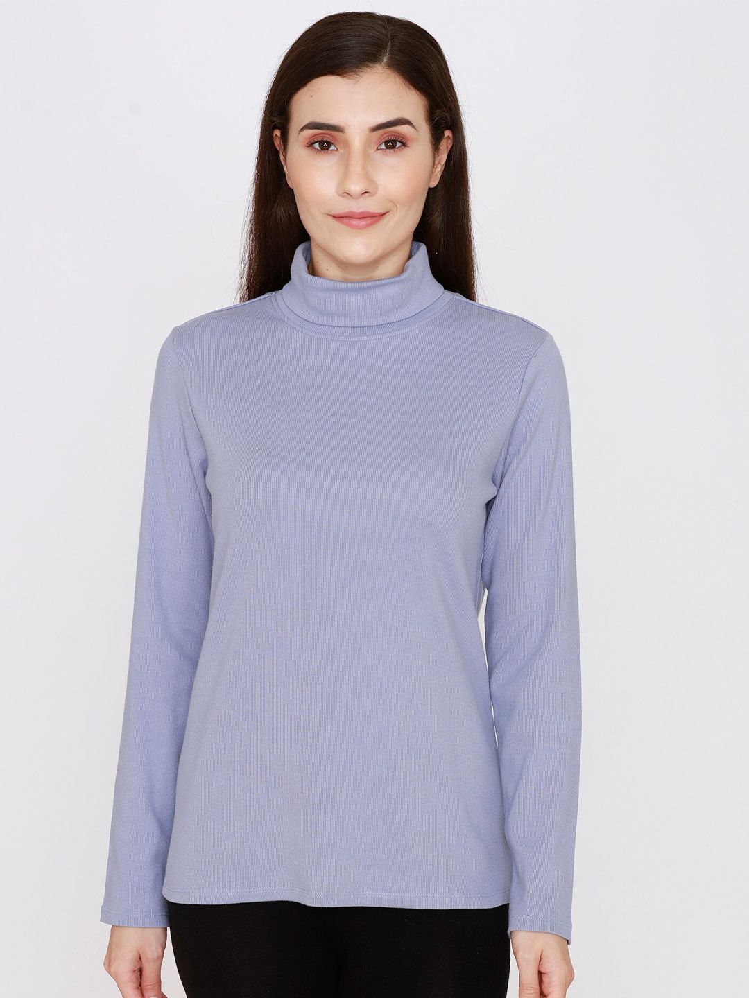 Zivame Women Blue High Neck Lounge Top Price in India