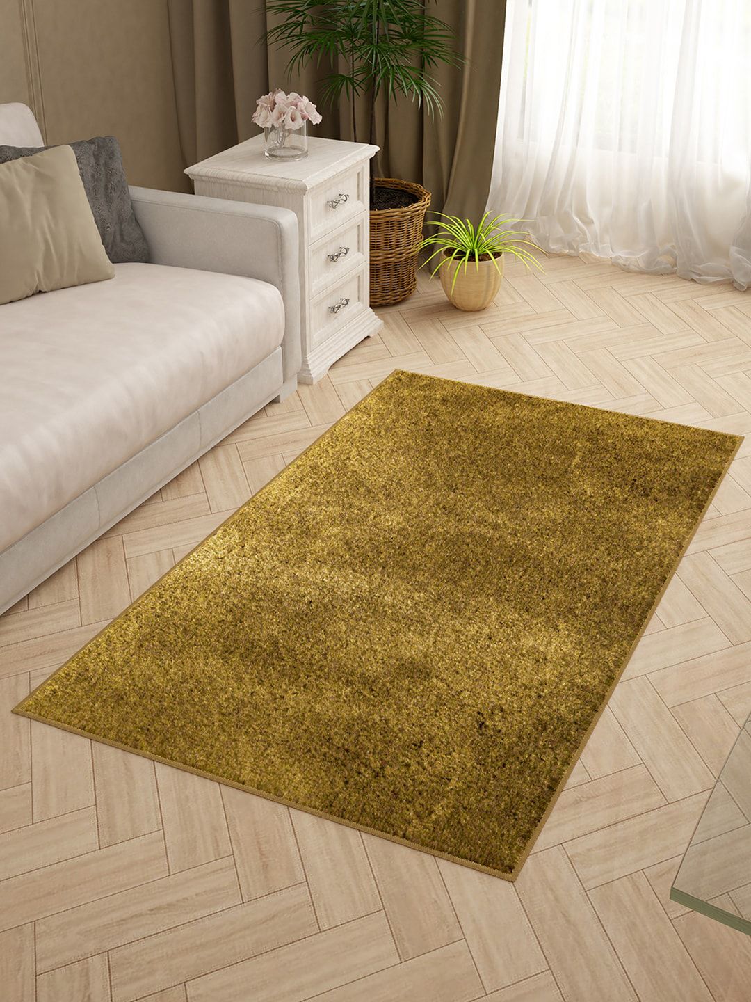 Story@home Brown Solid Anti-Skid Carpet Price in India