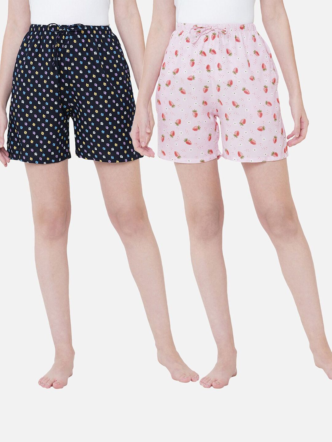 URBAN SCOTTISH Women Pack Of 2 Printed Lounge Shorts Price in India