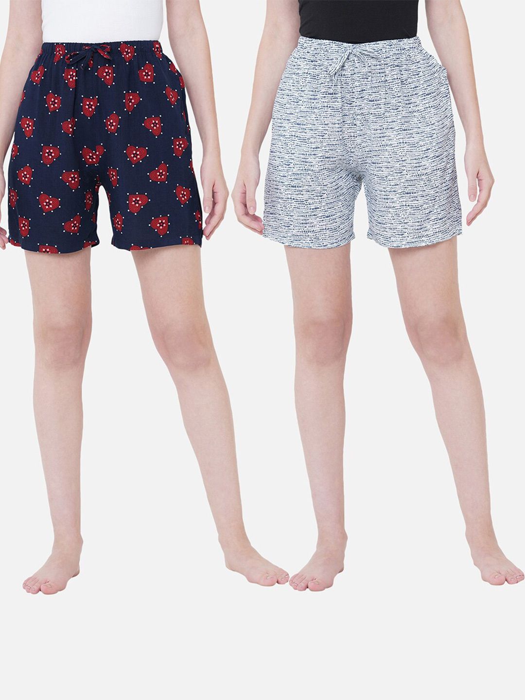URBAN SCOTTISH Women Set of 2 Printed Lounge Shorts Price in India