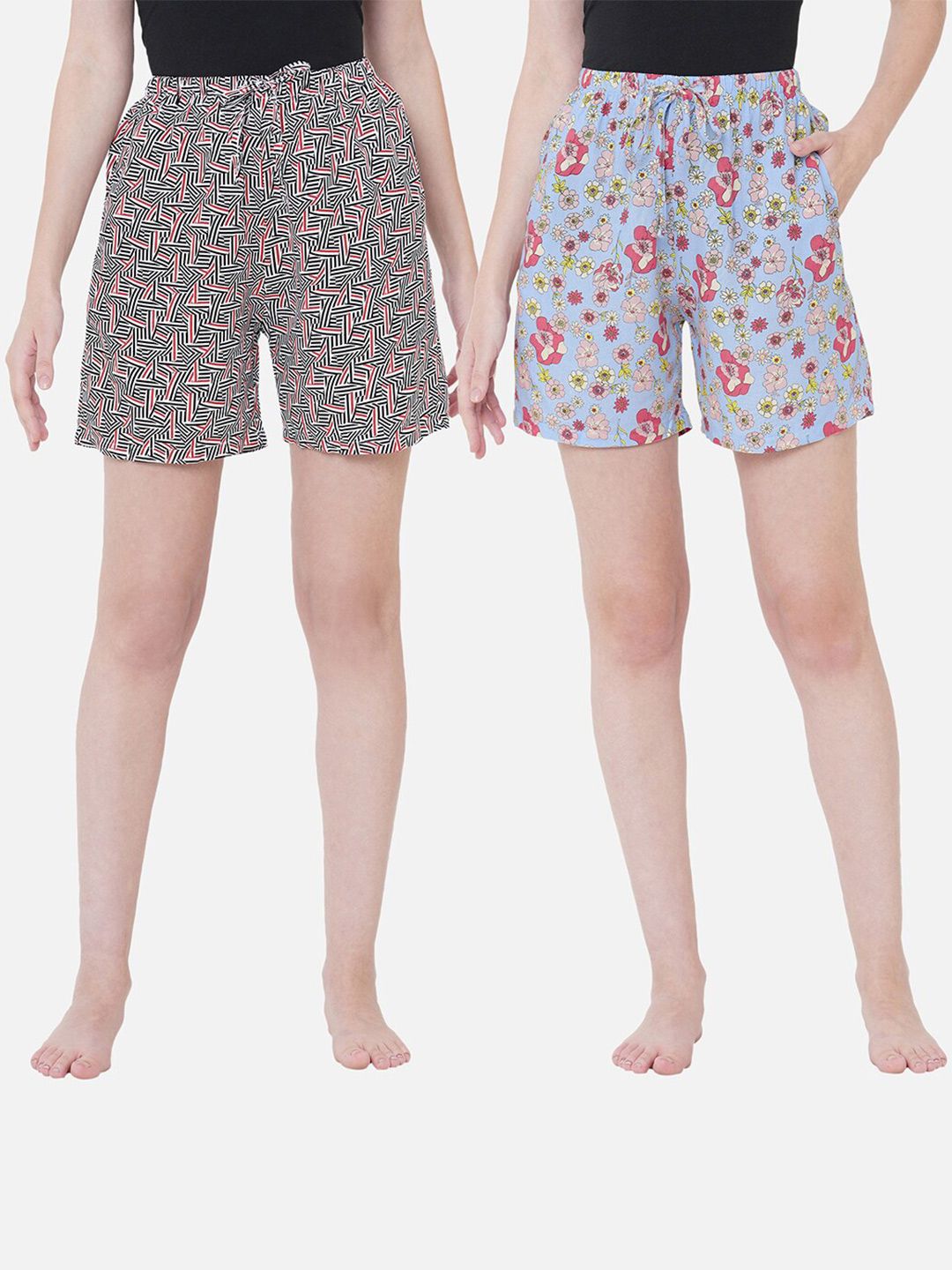 URBAN SCOTTISH Women Pack Of 2 Printed Lounge Shorts Price in India