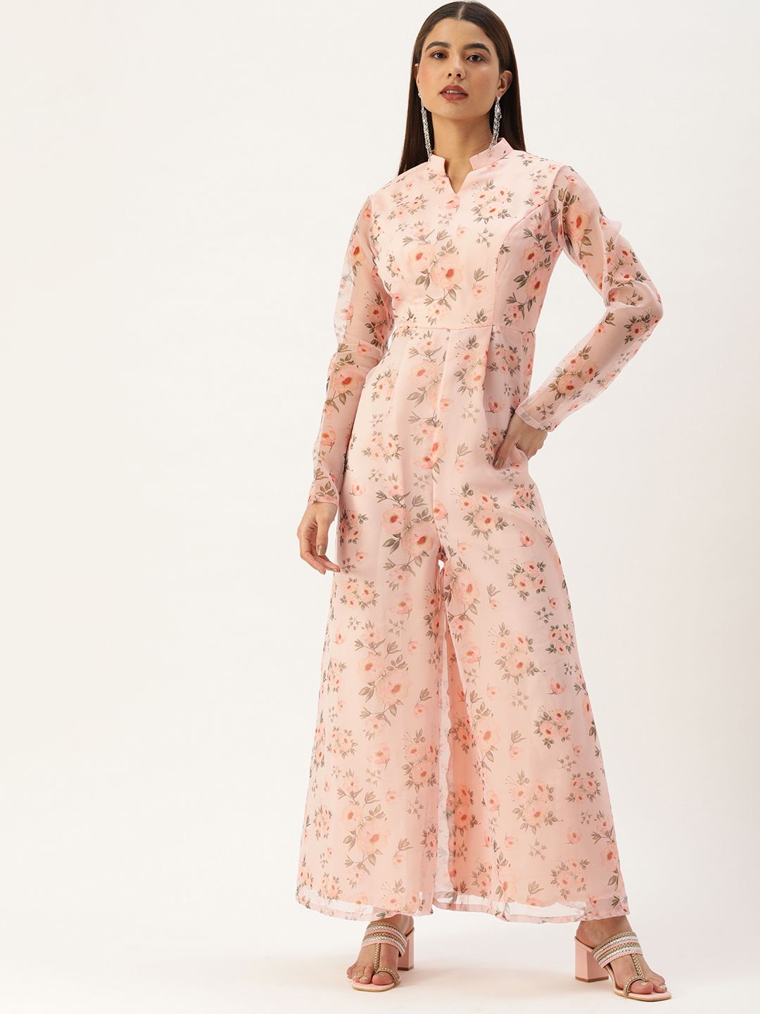 EthnoVogue Pink Printed Basic Jumpsuit Price in India