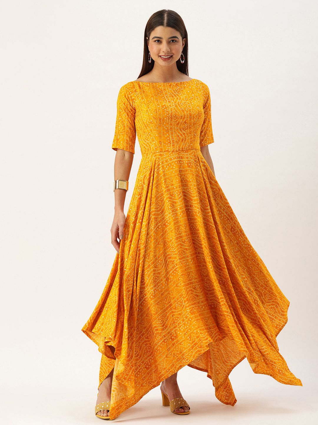 EthnoVogue Yellow Maxi Dress Price in India