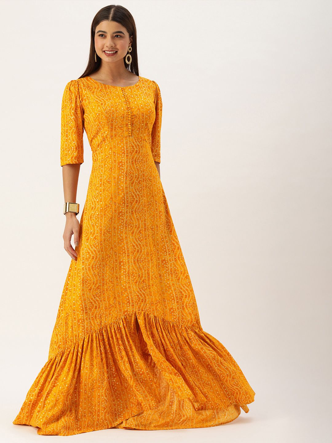 EthnoVogue Yellow Maxi Dress Price in India