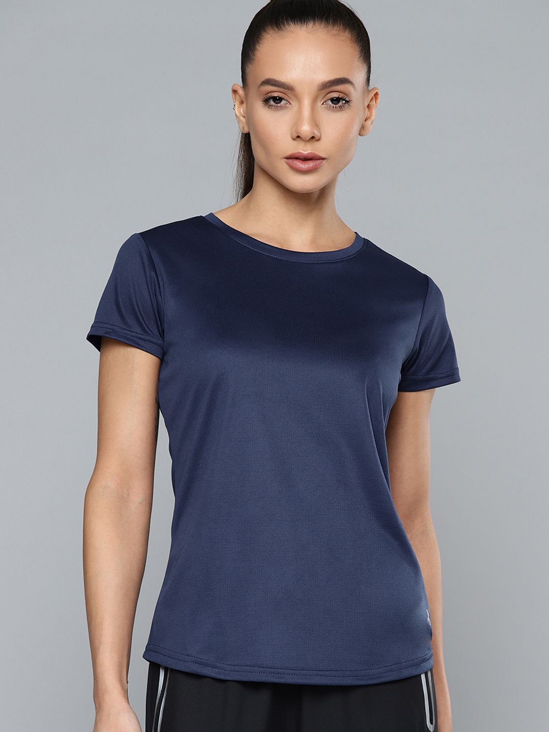 HRX by Hrithik Roshan Women Navy Blue Running T-shirt Price in India
