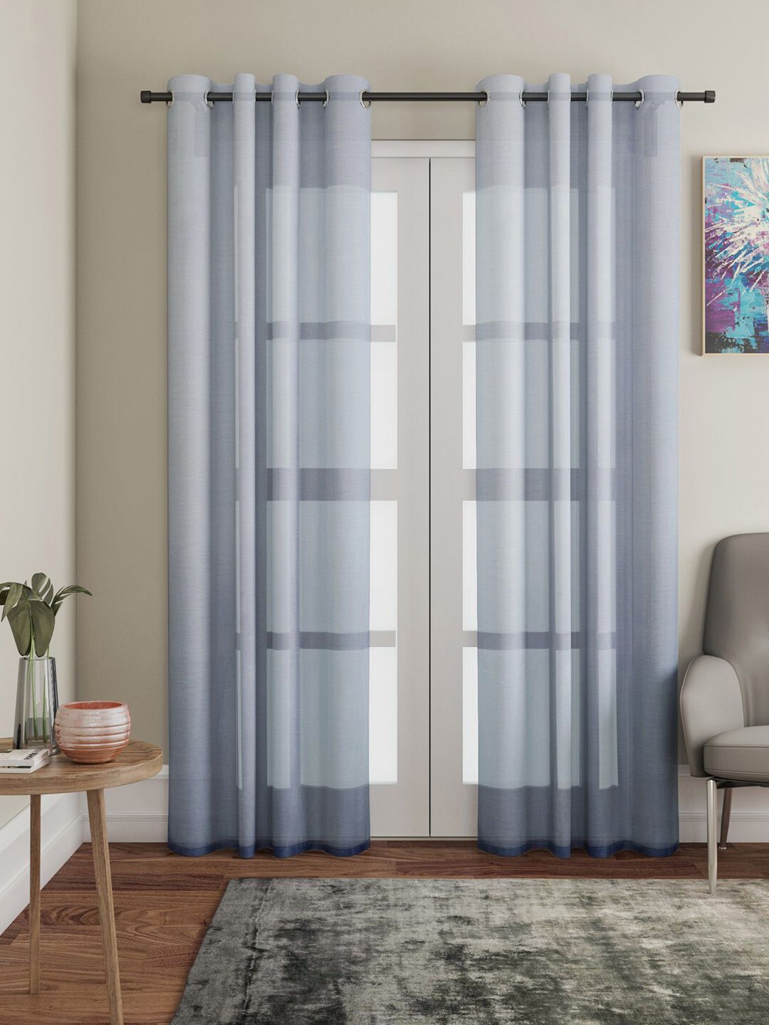 Lushomes Grey Melody Sheer Door Curtain Price in India